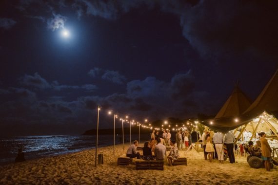 Beach Tipi Wedding Party Full Moon